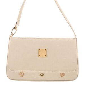 MCM Cream Shoulder Bag with Gold Accents